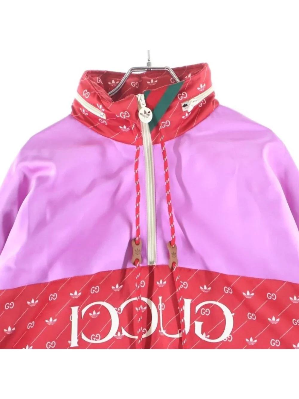 Gucci Adidas Pullover Jacket Logo Nylon Anorak Hoodie Pink